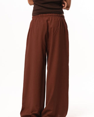 Female Reddish Brown Super Oversized Linen Pants Linen Pants IN YOUR SHOE L