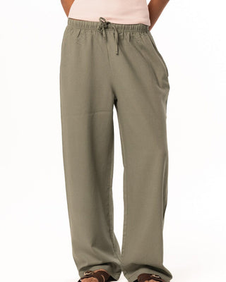 Female Sage Green Linen Wide Leg Pants Linen Pants IN YOUR SHOE M