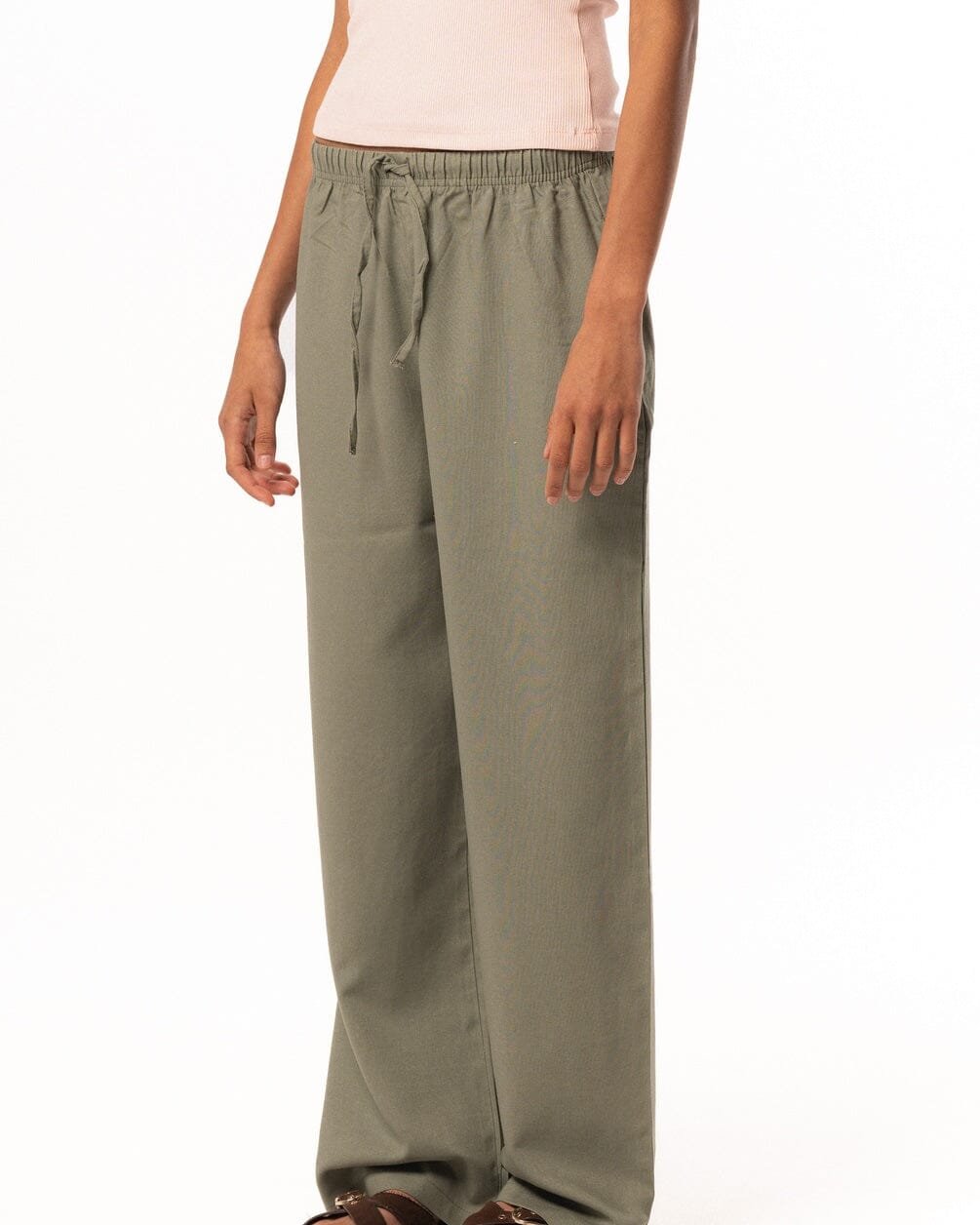 Female Sage Green Linen Wide Leg Pants Linen Pants IN YOUR SHOE