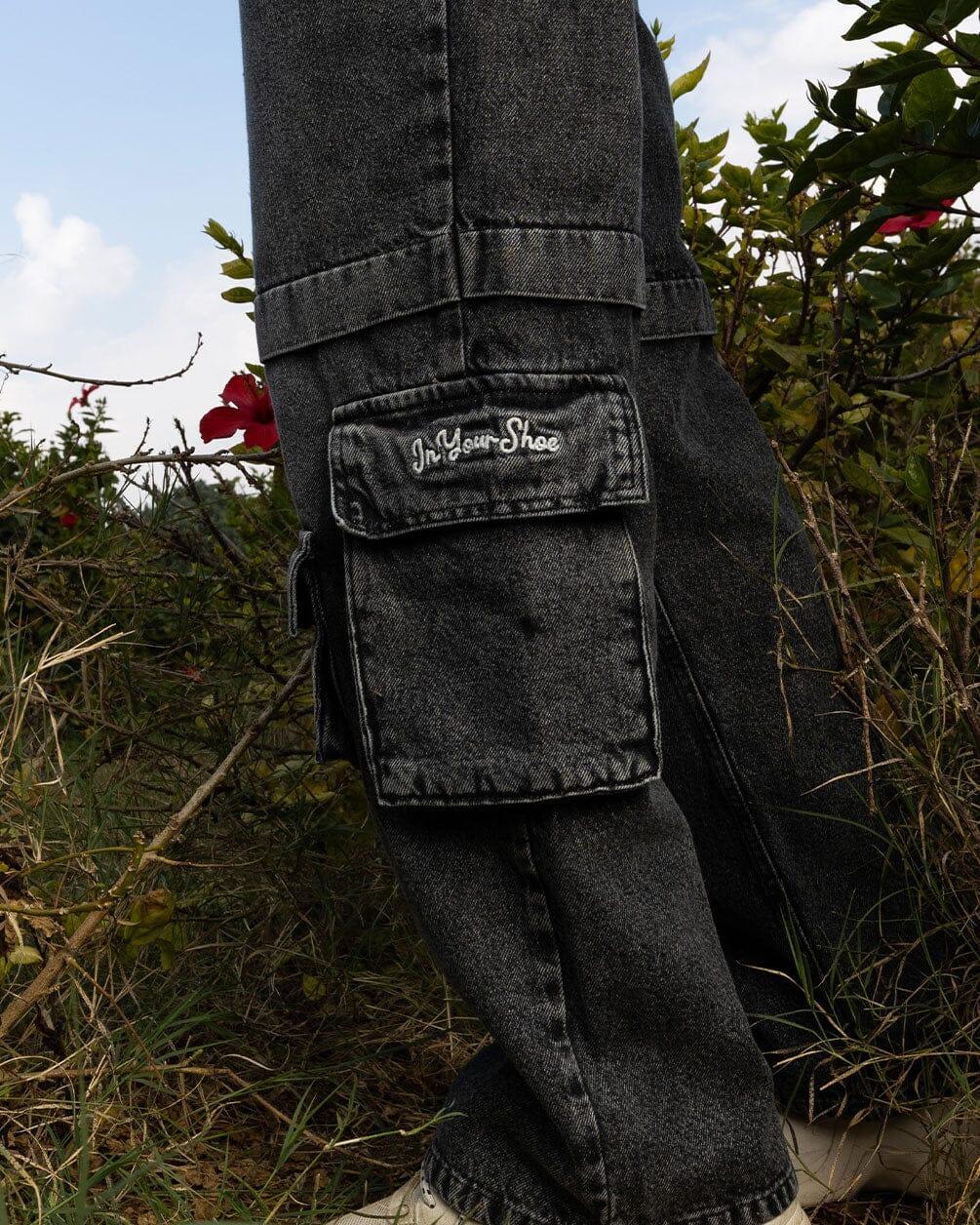 Female Wide-leg Grey Washed Cargo Jeans Jeans IN YOUR SHOE 42