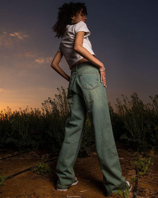 Female Wide-leg Yellow Tint Washed Jeans Jeans IN YOUR SHOE 36