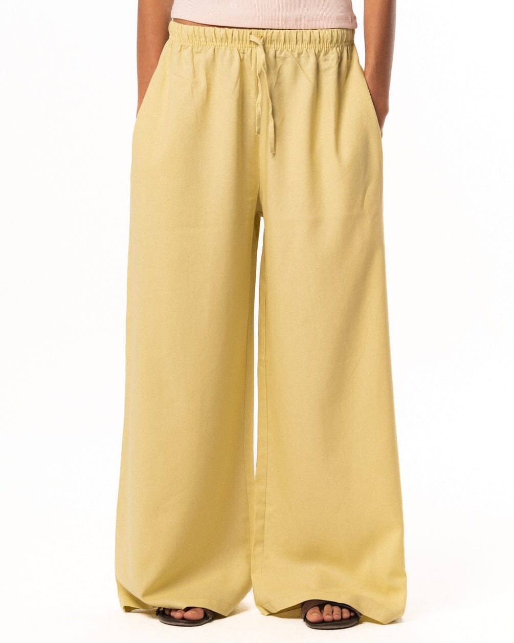 Female Yellow Super Oversized Linen Pants Linen Pants IN YOUR SHOE M