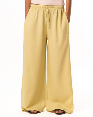 Female Yellow Super Oversized Linen Pants Linen Pants IN YOUR SHOE M