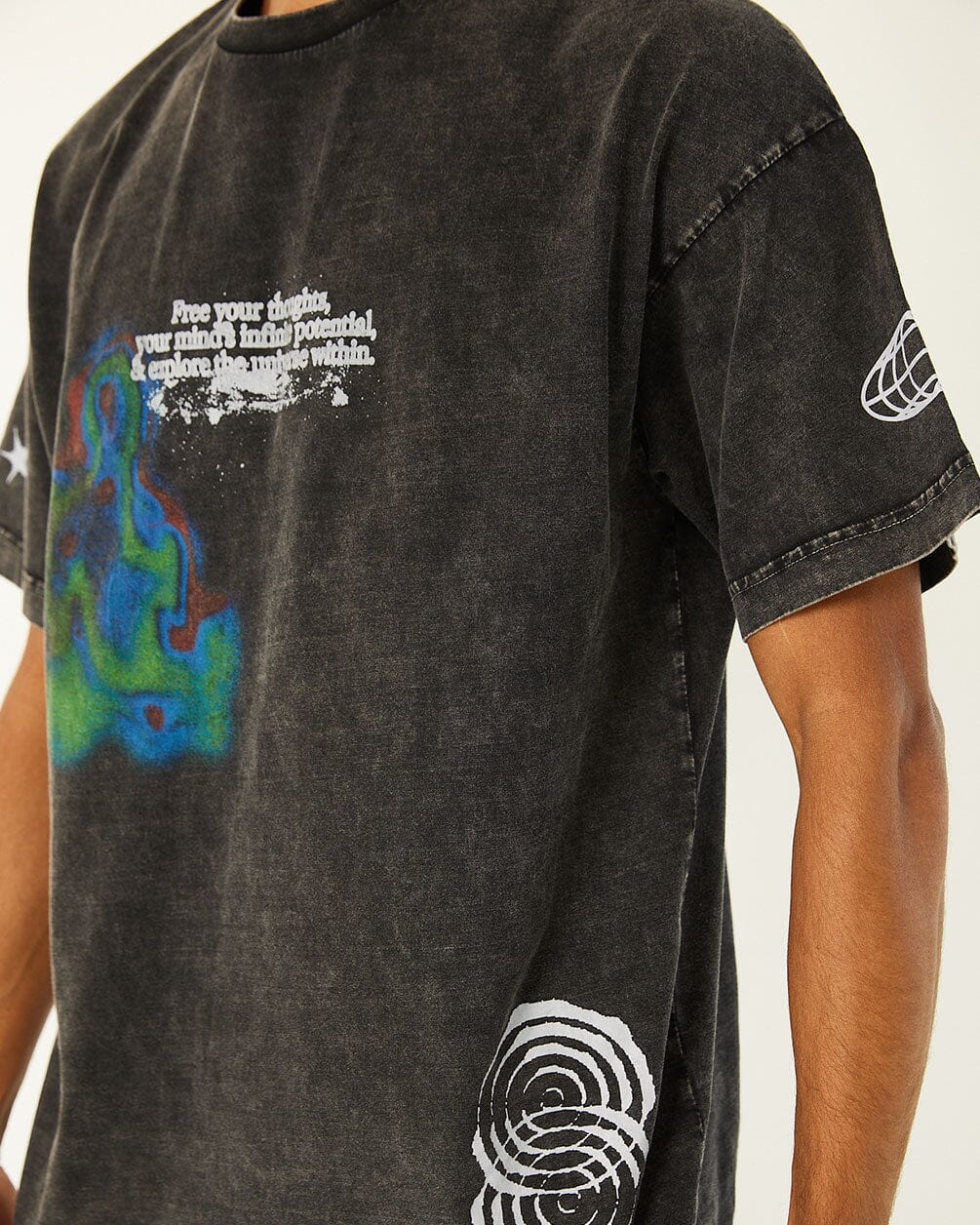 Free Your Thoughts Acid Washed Oversized Tee Washed Oversized Tee IN YOUR SHOE L