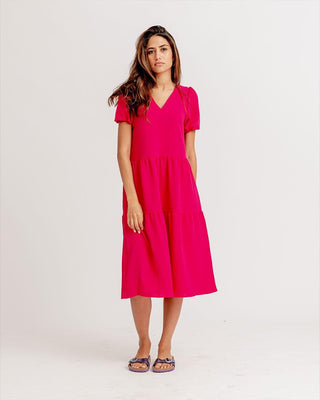 Fuchsia Ruffled Midi Dress Ruffled Midi Dress IN YOUR SHOE