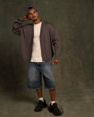 Graphite Drop Shoulder Cardigan Cardigans IN YOUR SHOE L-XL