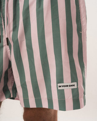 Green and Pink Stripes Swim Shorts Swim Shorts IN YOUR SHOE
