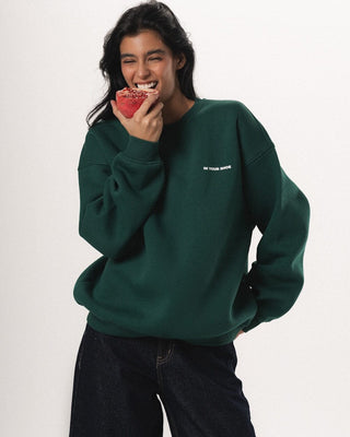 Green Basic Oversized Crewneck Crewnecks IN YOUR SHOE L