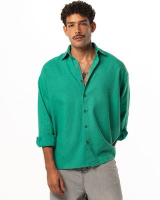 Green Boyfriend Linen Shirt Boyfriend Shirt IN YOUR SHOE M