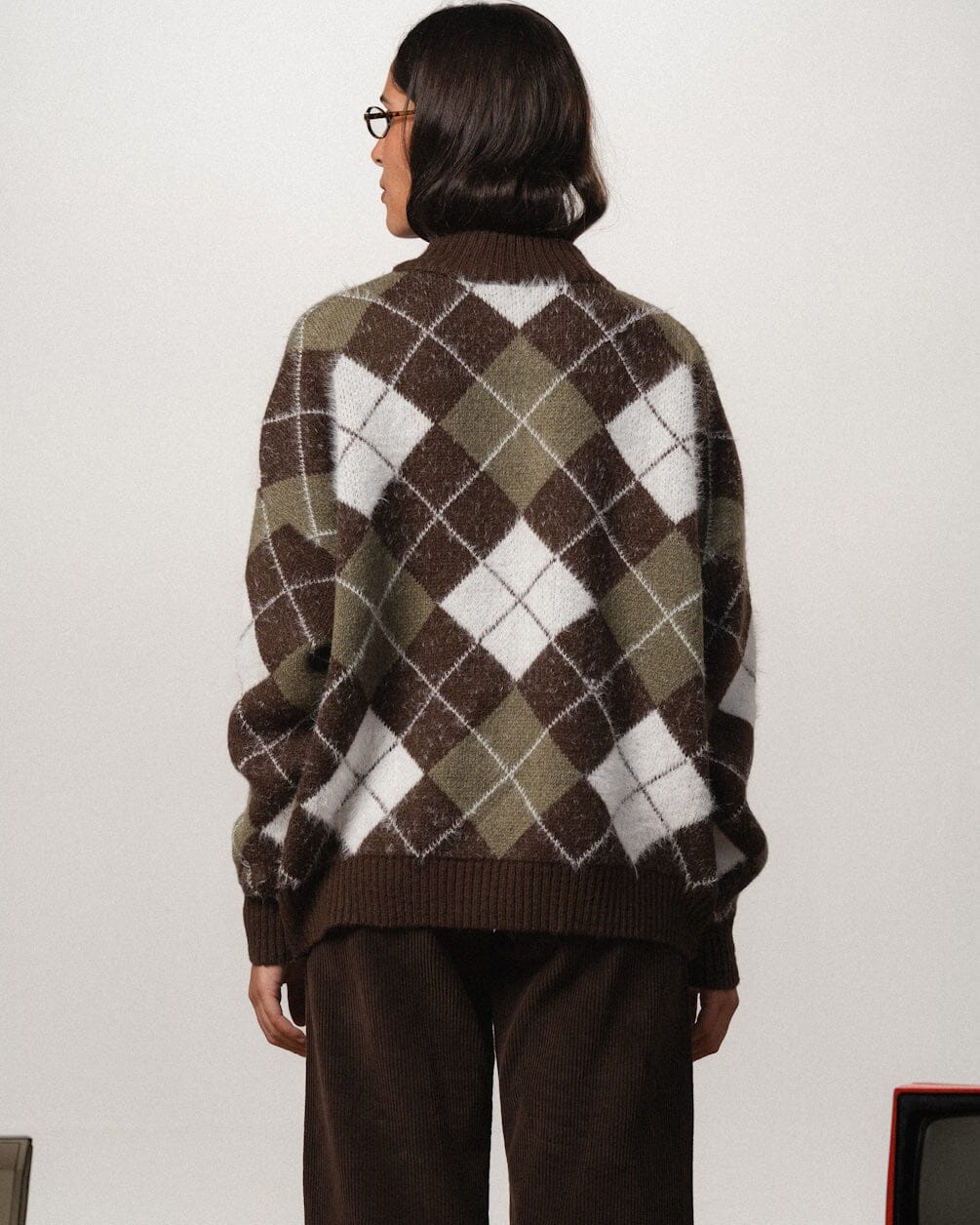 Green & Brown Boxy Knit Sweater Knit Sweater IN YOUR SHOE L