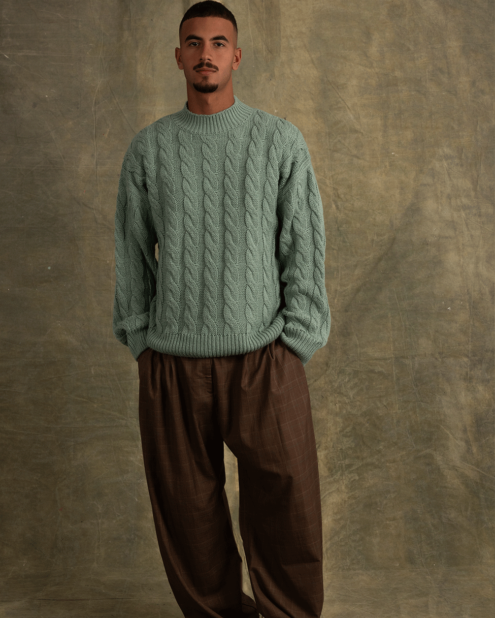 Green Cable Knit Sweater Cable Knit Sweater IN YOUR SHOE L-XL