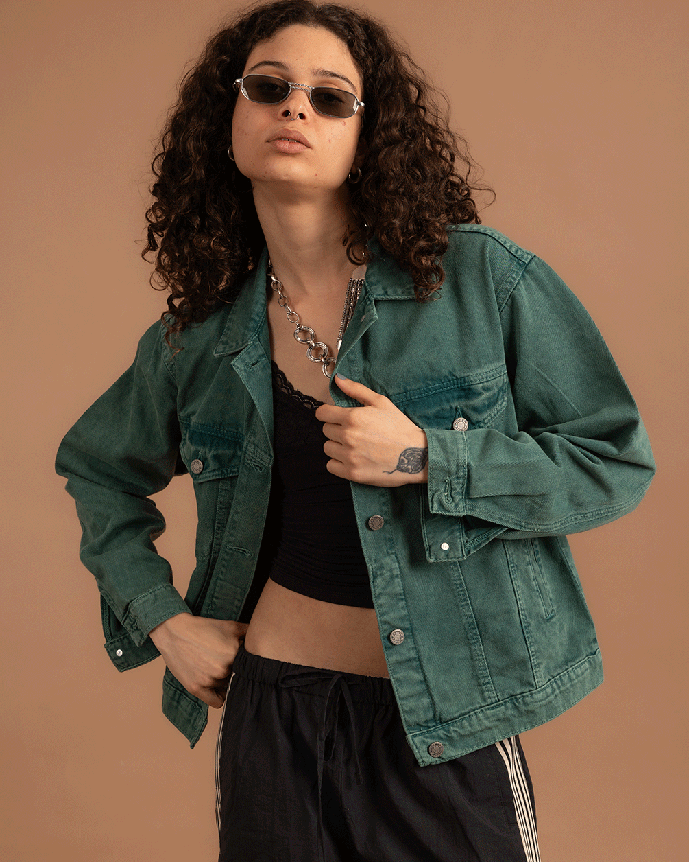 Green Denim Jacket Denim Jacket IN YOUR SHOE
