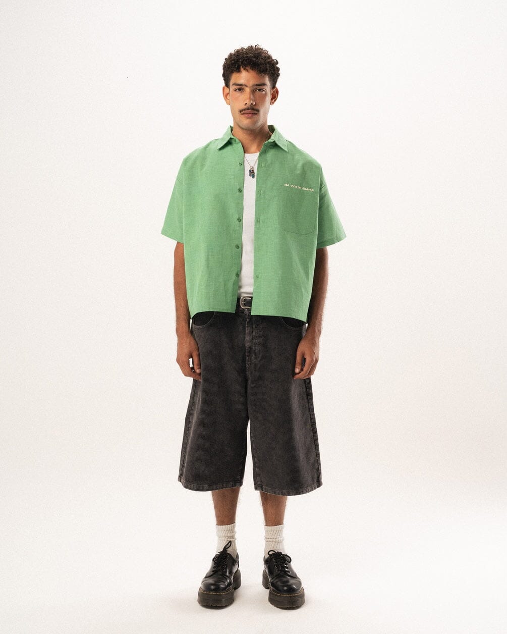 Green Grid Boxy Linen Shirt Boxy Linen Shirts IN YOUR SHOE L