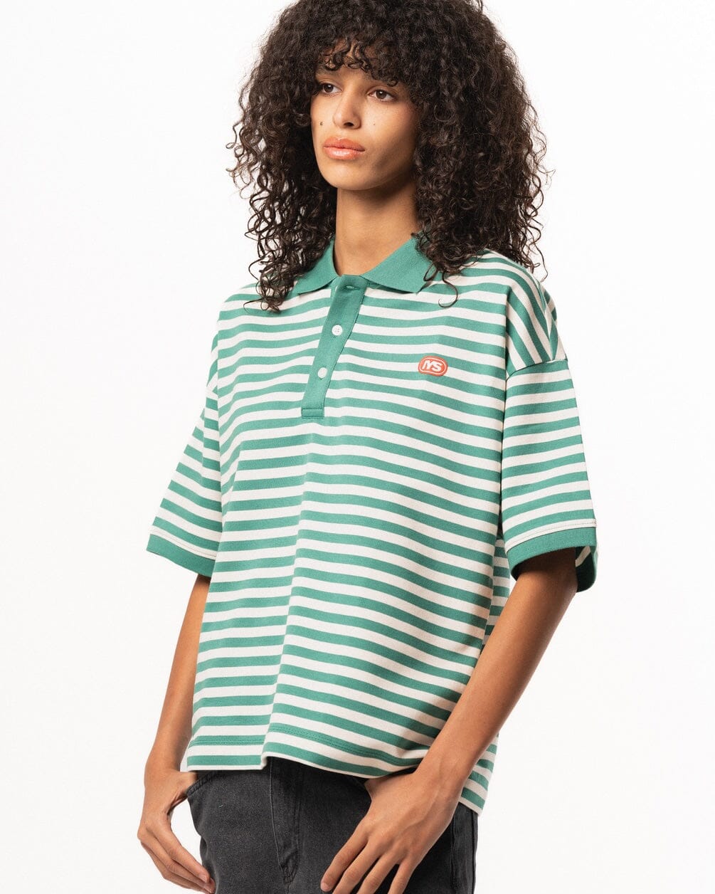 Green Narrow Striped Boxy Polo Polo T-Shirts IN YOUR SHOE