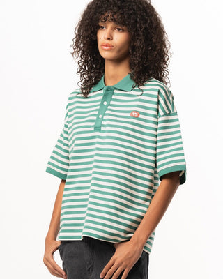 Green Narrow Striped Boxy Polo Polo T-Shirts IN YOUR SHOE