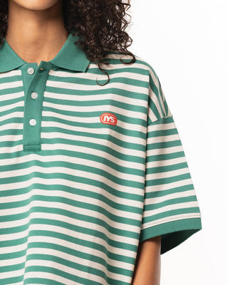 Green Narrow Striped Boxy Polo Polo T-Shirts IN YOUR SHOE