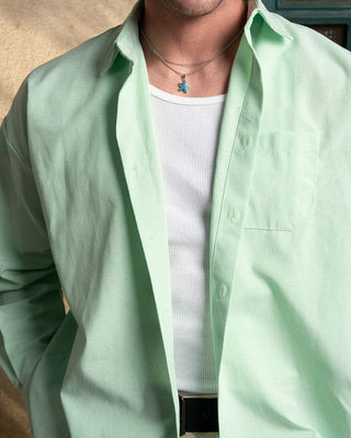 Green Oversized Oxford Shirt Oxford Shirt IN YOUR SHOE L