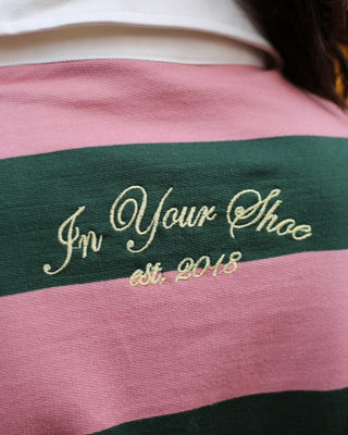 Green & Pink Striped Oversized Rugby Polo Polo T-Shirts IN YOUR SHOE