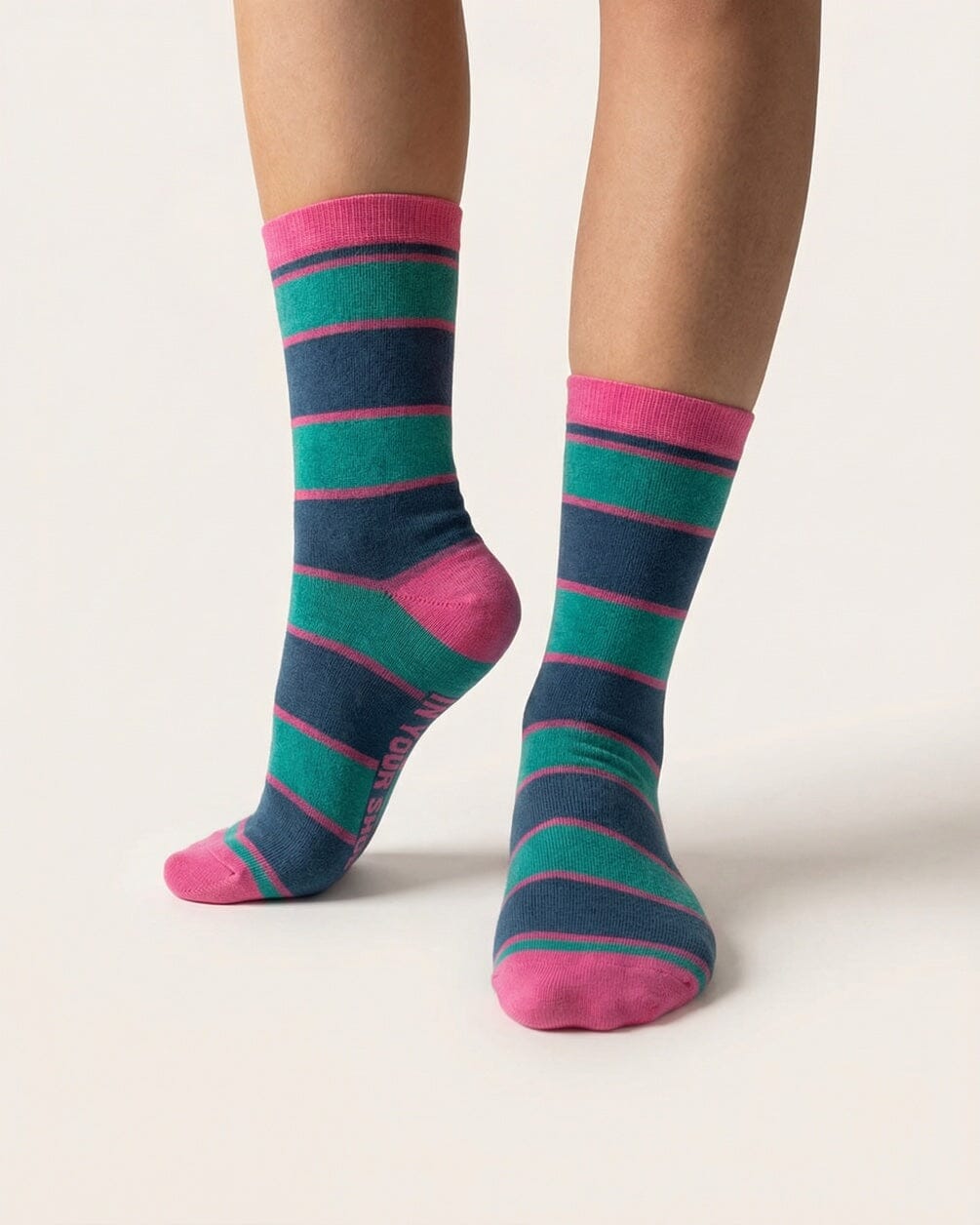 Green & Pink Stripes Neck Socks Neck Socks IN YOUR SHOE