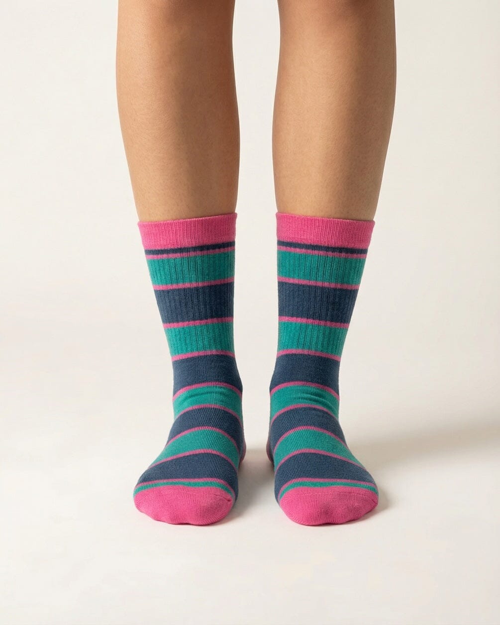 Green & Pink Stripes Neck Socks Neck Socks IN YOUR SHOE