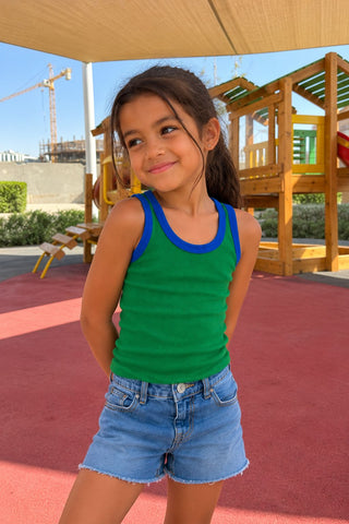 Green Ribbed Kids Tank Top Kids Tops IN YOUR SHOE 2-3