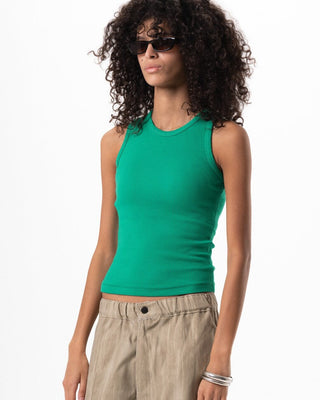 Green Ribbed Tank Top Tank Tops IN YOUR SHOE L
