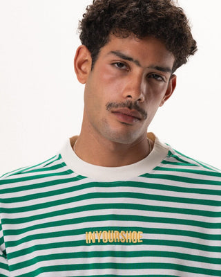 Green Striped Long Sleeve Boxy Tee Boxy Long Sleeves IN YOUR SHOE XL