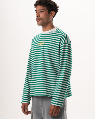 Green Striped Long Sleeve Boxy Tee Boxy Long Sleeves IN YOUR SHOE