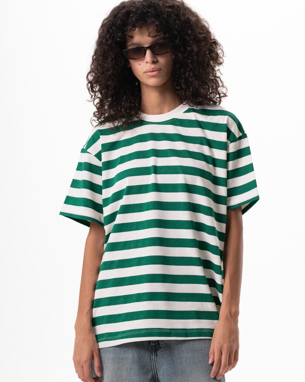 Green Striped Oversized Tee Striped Oversized Tees IN YOUR SHOE M