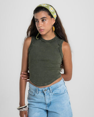 Green Sunflower Mini Crochet Bandana Bandana IN YOUR SHOE