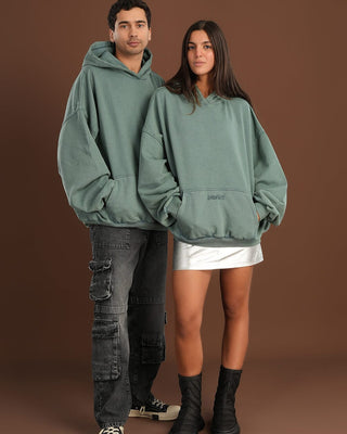 Green Washed Balloon Fit Hoodie Balloon Fit Hoodies IN YOUR SHOE