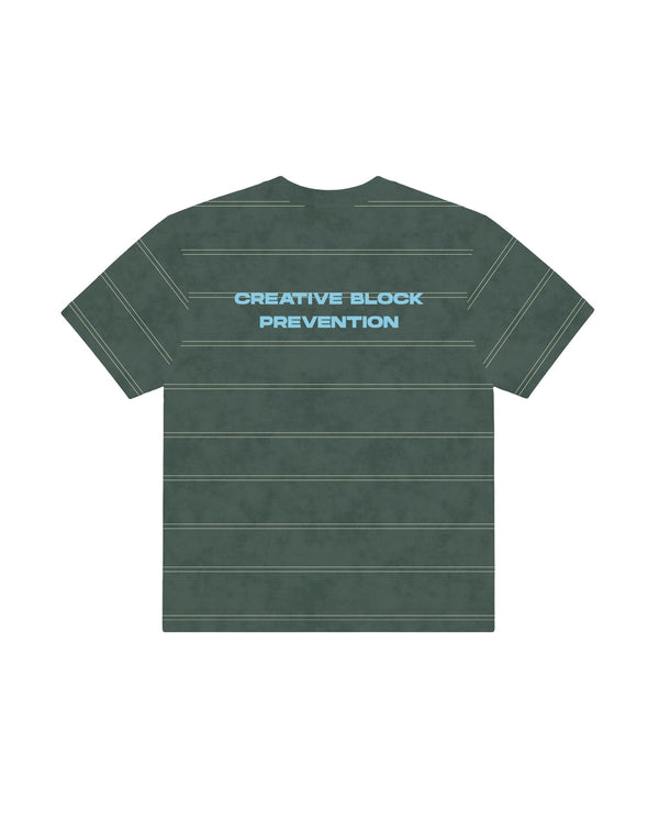 Green Washed Striped Boxy Tee