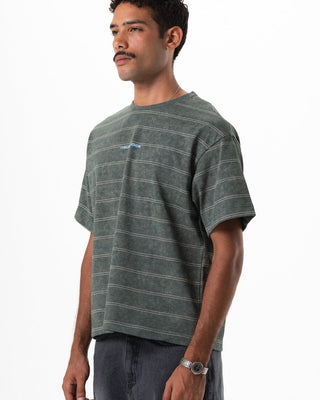 Green Washed Striped Boxy Tee Printed Boxy Tee IN YOUR SHOE