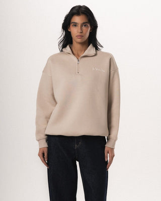Greige Oversized Quarter Zipper Quarter Zipper IN YOUR SHOE