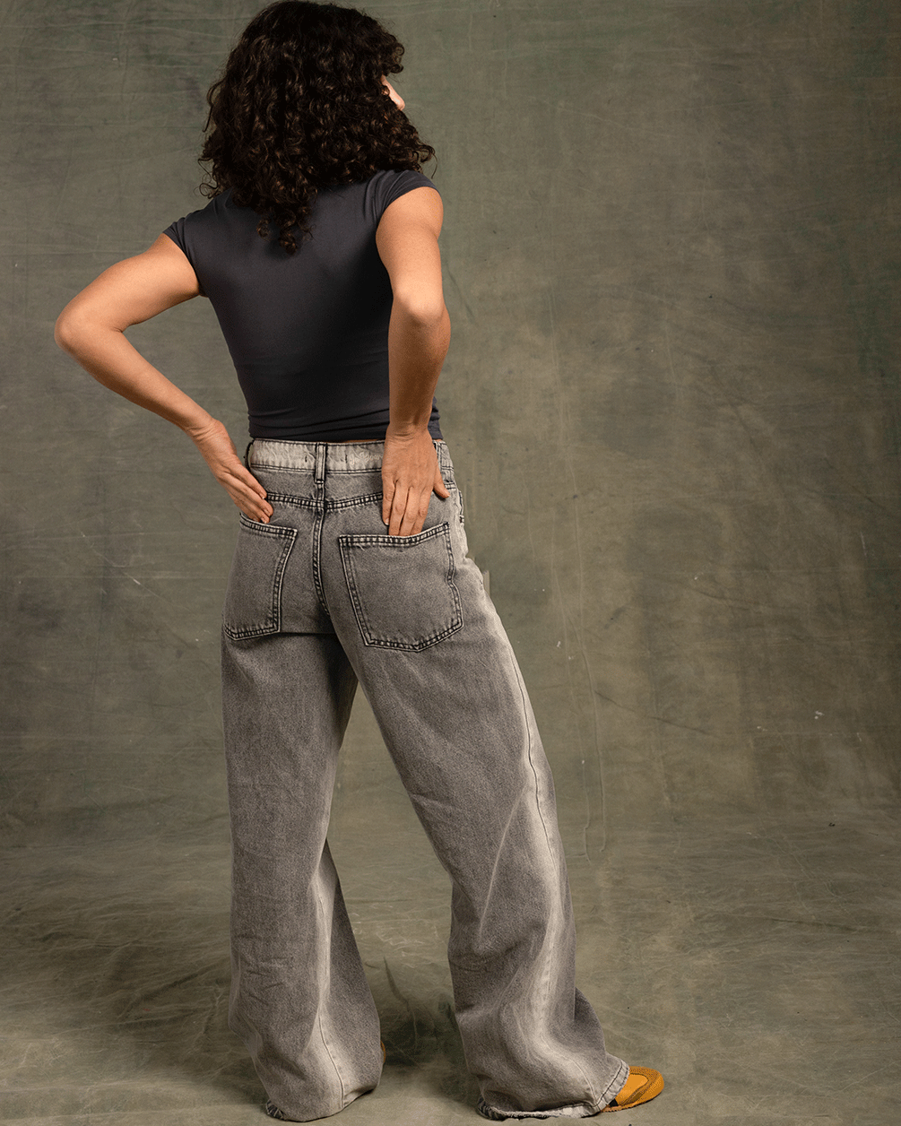 Grey Border Washed Straight Jeans Jeans IN YOUR SHOE
