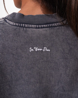 Grey Boxy Washed Crewneck Acid Washed Crewnecks IN YOUR SHOE