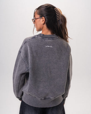 Grey Boxy Washed Crewneck Acid Washed Crewnecks IN YOUR SHOE XL