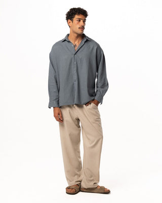 Grey Boyfriend Linen Shirt Boyfriend Shirt IN YOUR SHOE XL