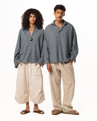 Grey Boyfriend Linen Shirt Boyfriend Shirt IN YOUR SHOE S