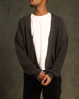 Grey English Knit Cardigan Cardigans IN YOUR SHOE L-XL
