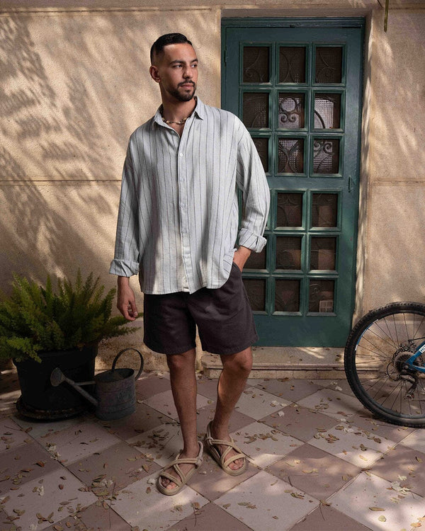 Grey Gabardine Shorts