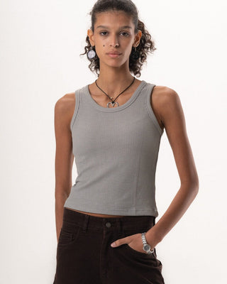 Grey Ribbed Tank Top Tops IN YOUR SHOE M