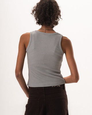 Grey Ribbed Tank Top Tops IN YOUR SHOE L