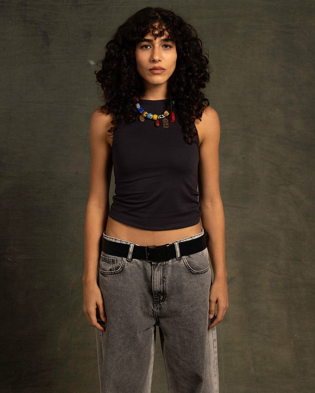 Grey Sleeveless Cropped Top Sleeveless Tops IN YOUR SHOE S