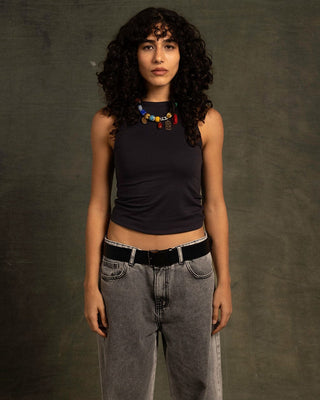 Grey Sleeveless Cropped Top Sleeveless Tops IN YOUR SHOE S