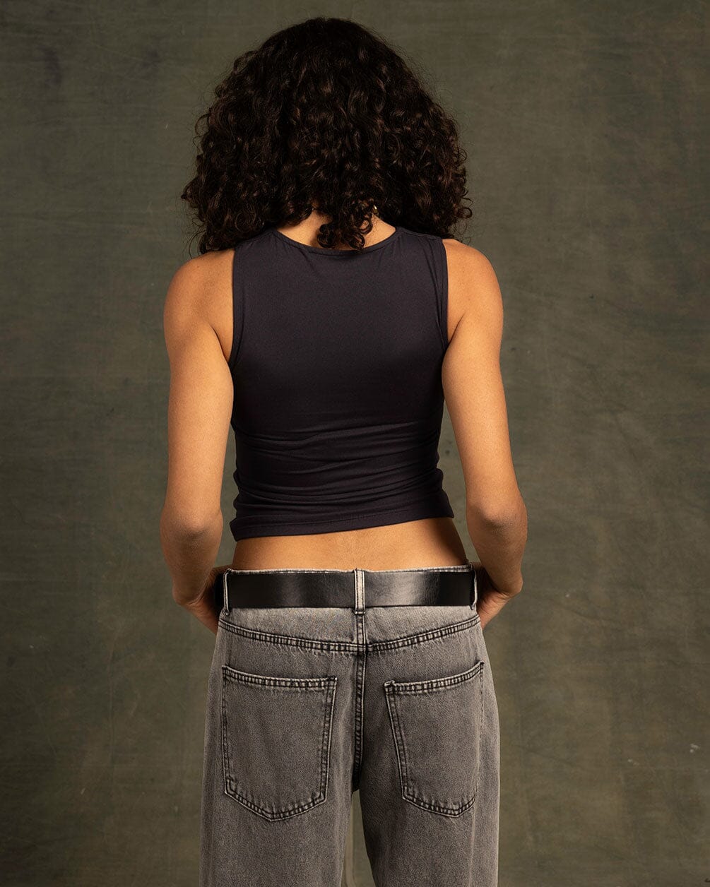 Grey Sleeveless Cropped Top Sleeveless Tops IN YOUR SHOE L