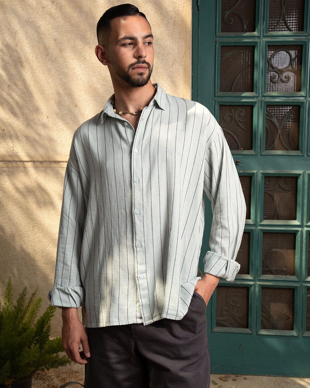 Grey Striped Shirt Linen Shirt IN YOUR SHOE