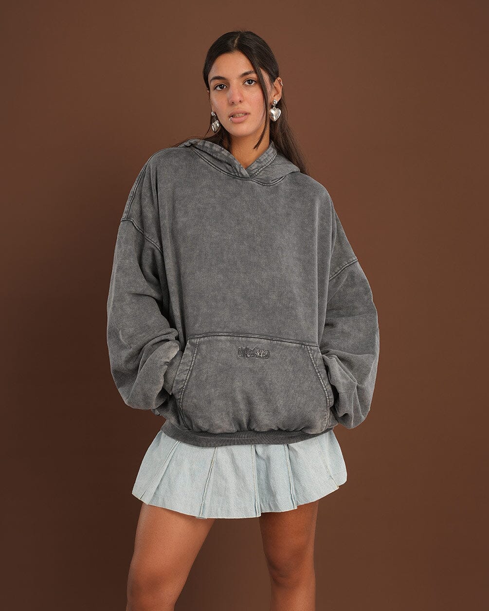 Grey Washed Balloon Fit Hoodie Balloon Fit Hoodies IN YOUR SHOE S-M