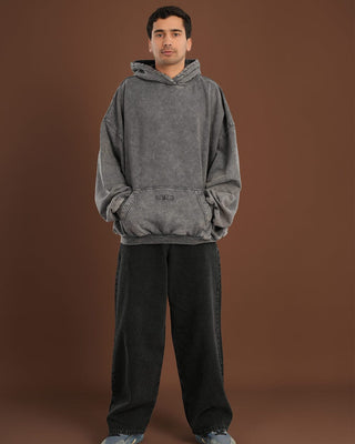 Grey Washed Balloon Fit Hoodie Balloon Fit Hoodies IN YOUR SHOE