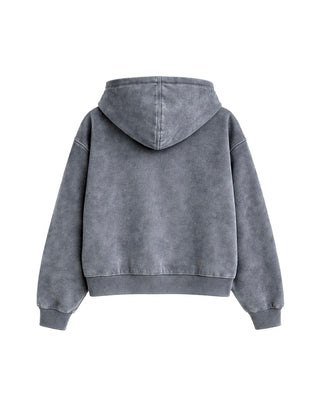 Grey Washed Boxy Zip-Up Hoodie Zip Up Hoodies IN YOUR SHOE M